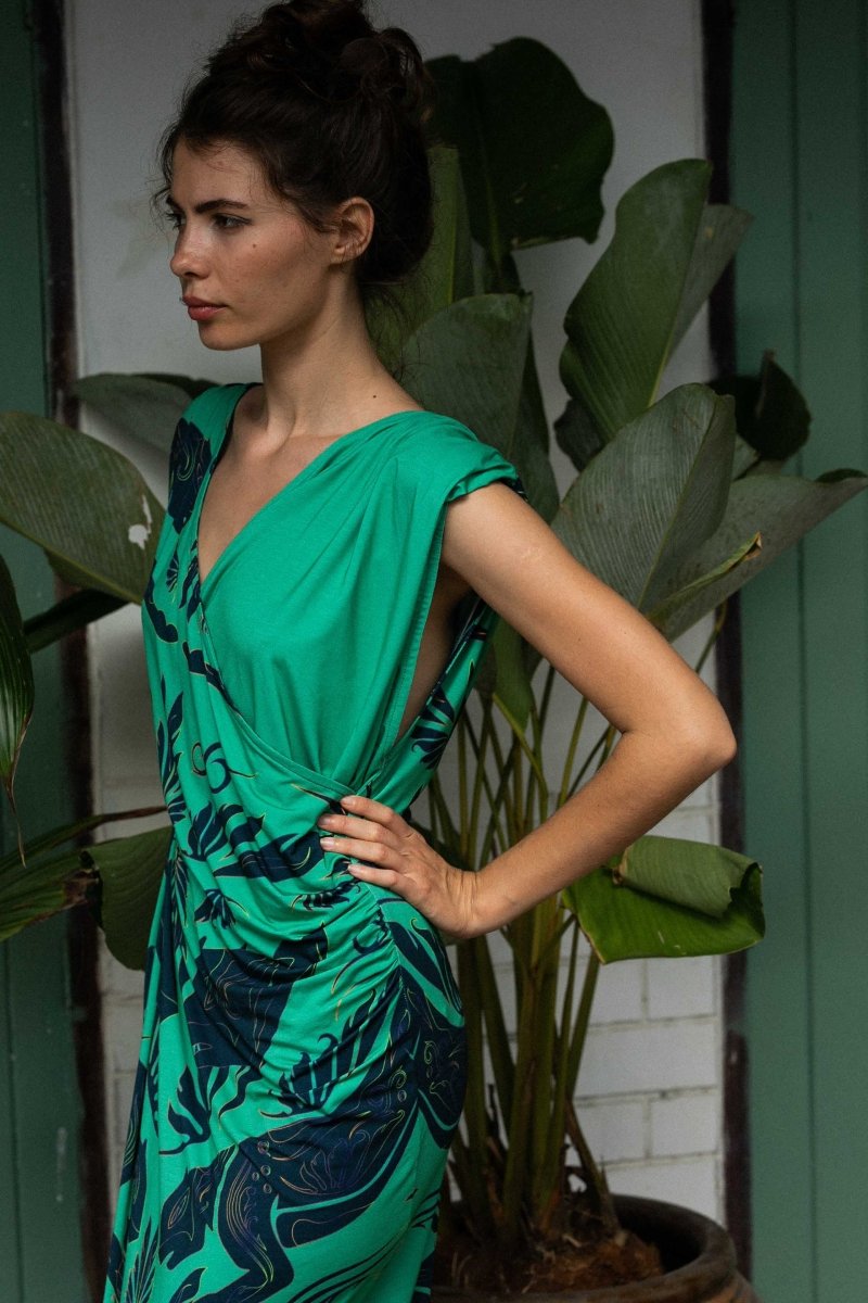 Kleid Katzen Grün Neon