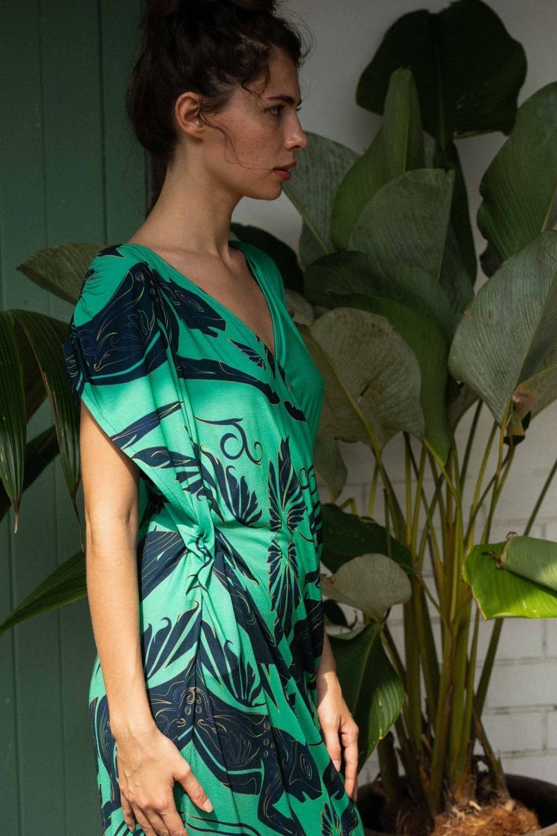Kleid Katzen Grün Neon