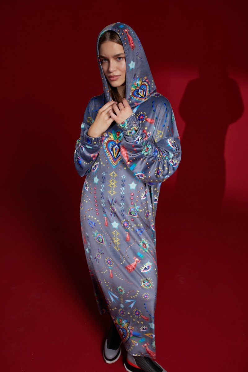 Herz Kleid Grau & Marine