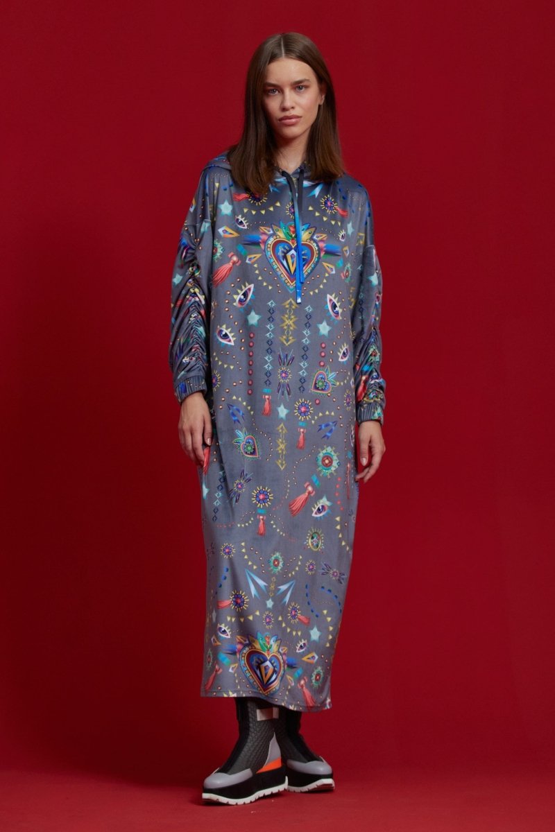 Herz Kleid Grau & Marine