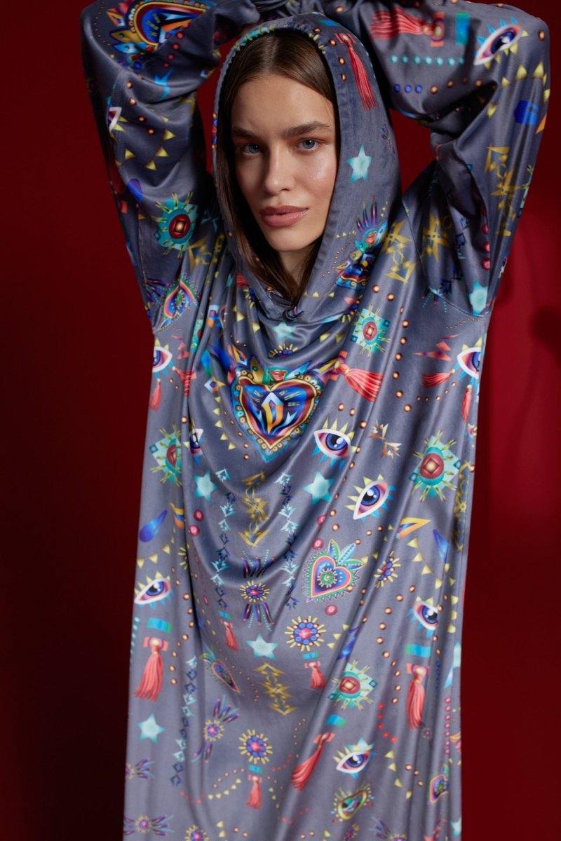 Herz Kleid Grau & Marine