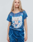 T-Shirt Blue Snow Leo