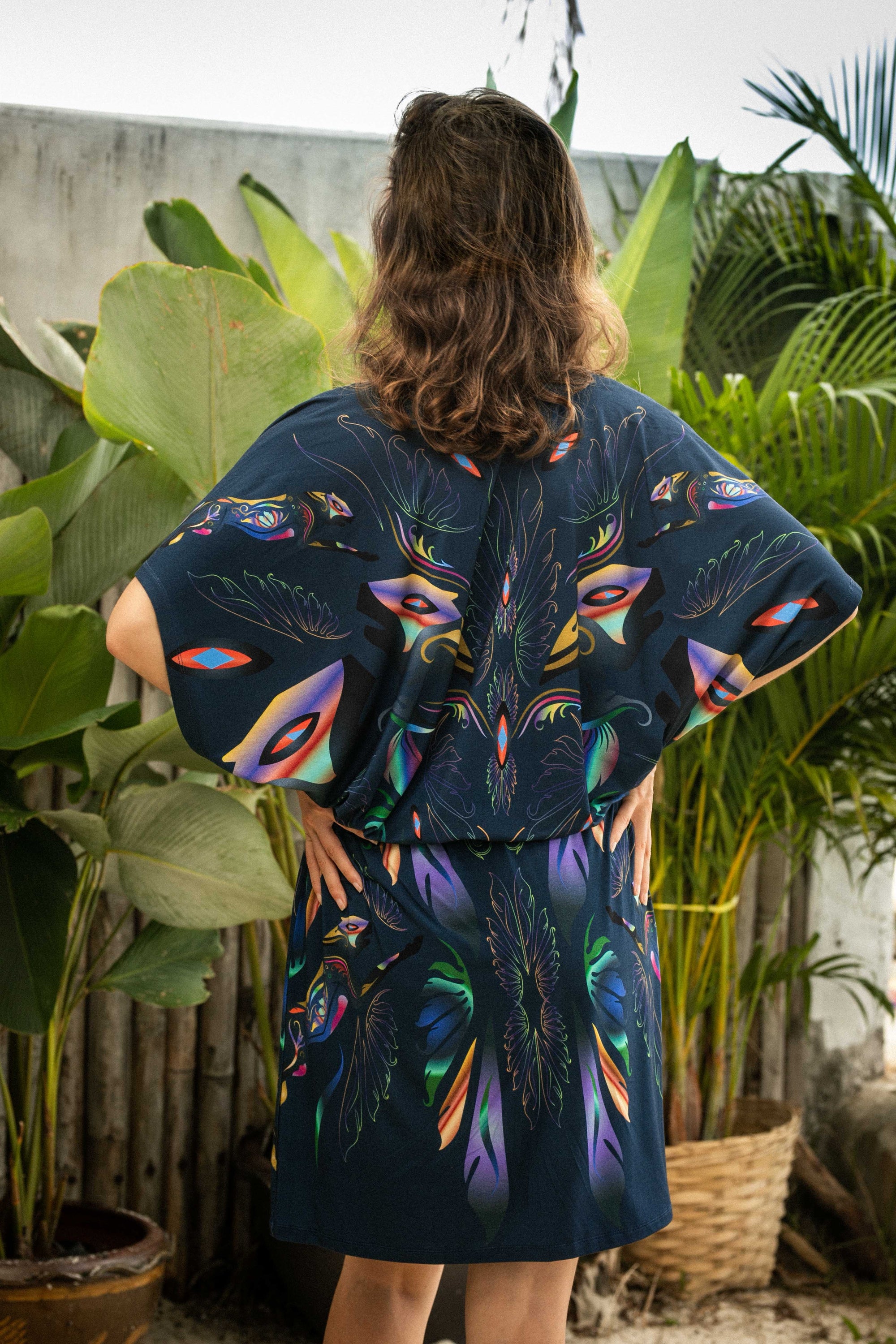 Tunique kimono à motifs de chats