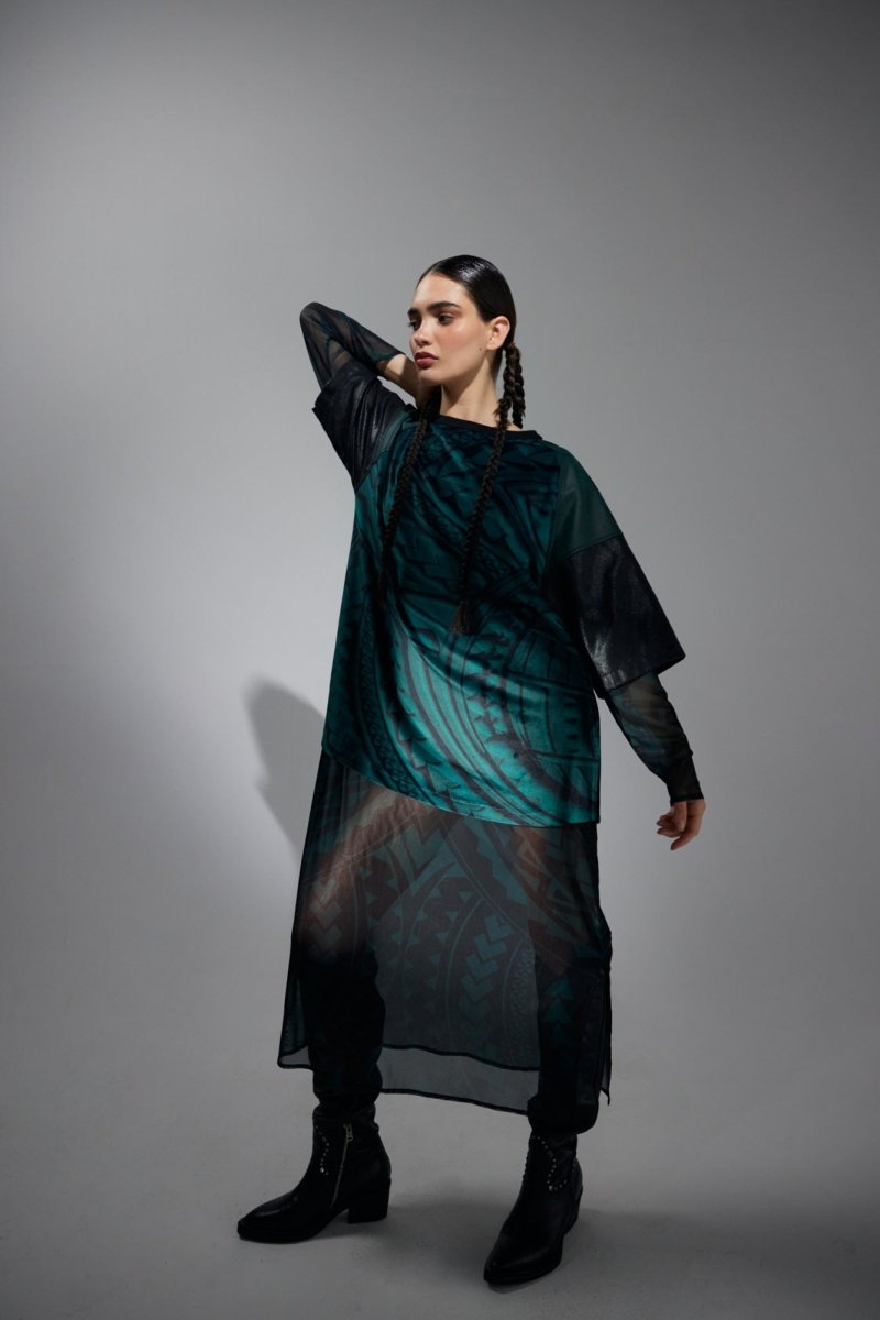 Vestido de malla Green Maori